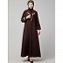 Embroidery abaya with balloon sleeves- Brown